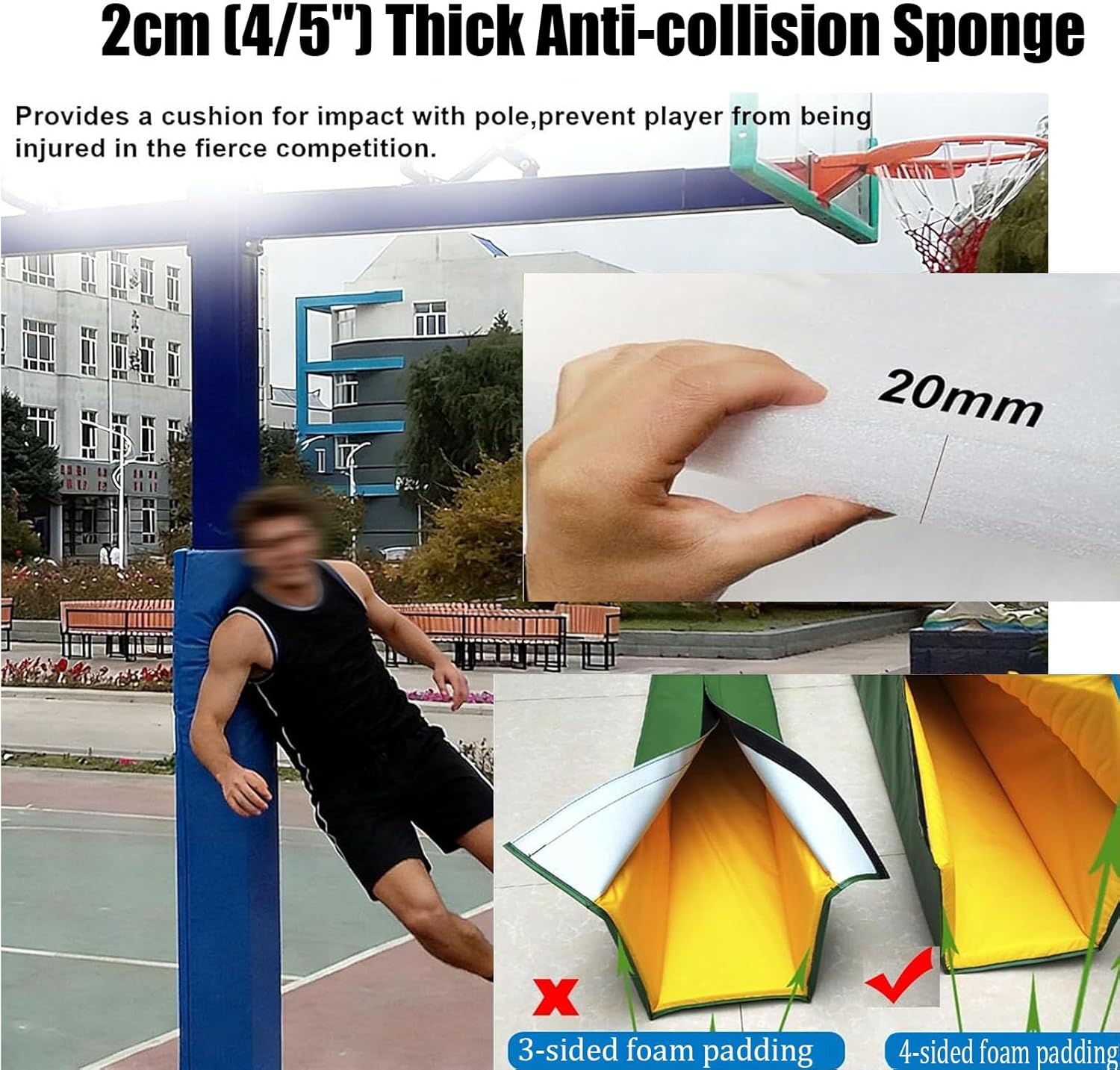 6ft Tall Post Padding Wrap Around, Round Foam Pads for Bed Frame Rod, Cement/Steel/Concrete Pole Covering Mat Impact-Resistant Safety Protector Column Pad(Gray,Inner Dia 4 in)