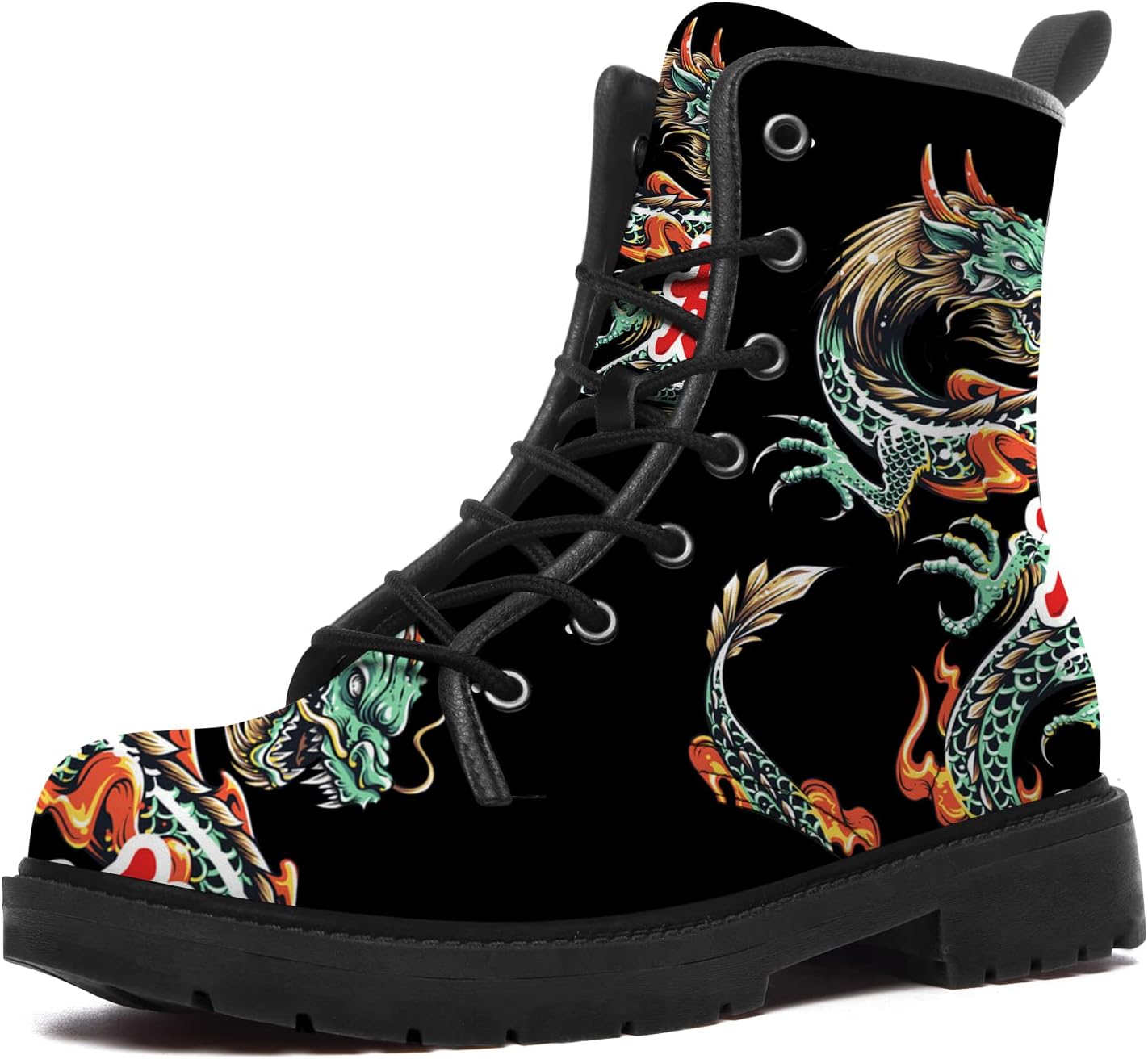 Uminder Dragon Boots Womens Mens Combat Boots Vegan Leather Work Boots Anti-Slip Waterproof Shoes Gifts for Boy Girl