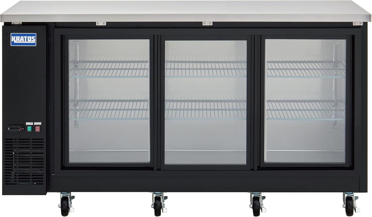 Kratos Commercial 72" Wide Back Bar Refrigerator with Sliding Glass Doors, Black 21.6 Cubic Ft. Two Door Refrigerator for Bars and Restaurants (67K-157)