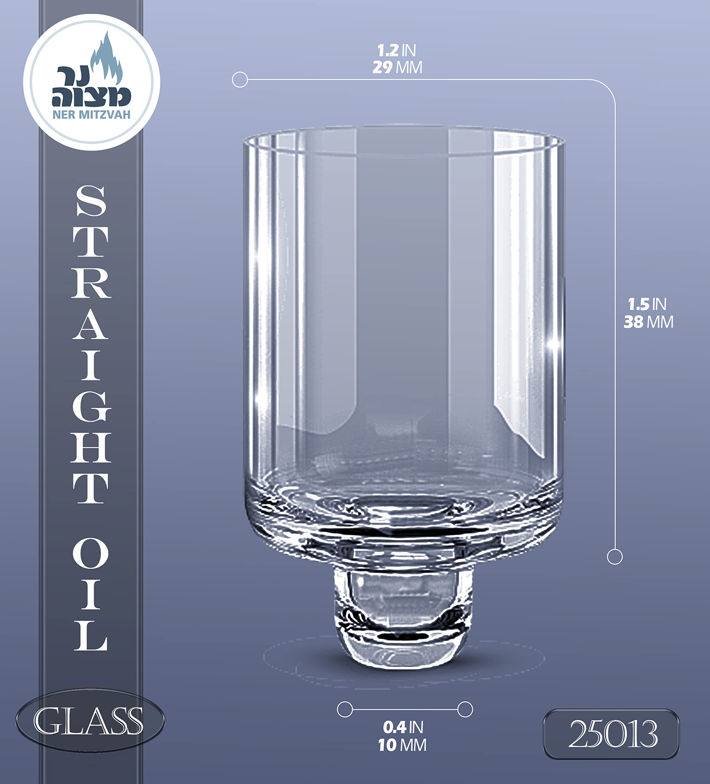 Ner Mitzvah Chanukah Menorah Oil Glass Cups - Glass Oil Insert Cups for Menorahs - #13 (9 Pack)
