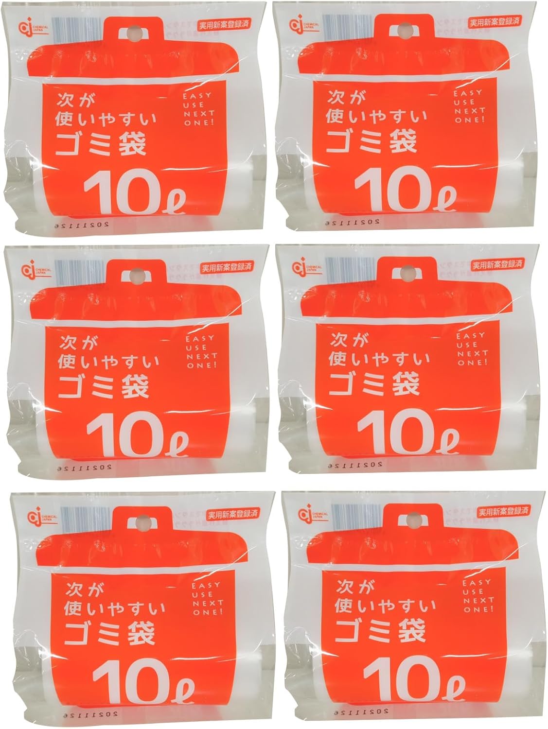 Chemical Japan HD-504N Trash Bags, Easy to Use Trash Bags, Translucent, 2.6 gal (10 L), Set of 20 Bags x 6