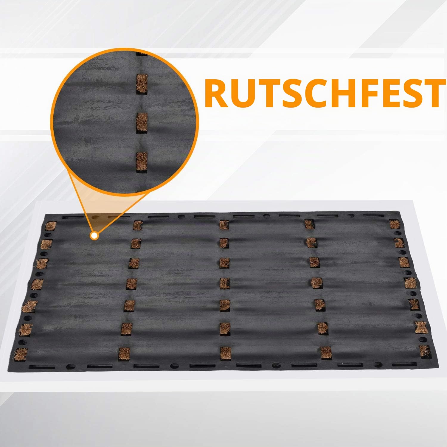 GadHome hochbeanspruchsbare Braun Schwarz Fußmatte 45 x 75 cm | Matte aus Kokosfaser und Gummi für drinnen und draußen | rutschfeste und waschbare Schmutzfangmatte mit Wasserablauflöchern