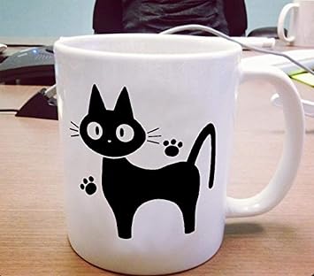 Jiji The Cat Mug -Studio Ghibli Cat Lover Mug, 11 Oz White Ceramic