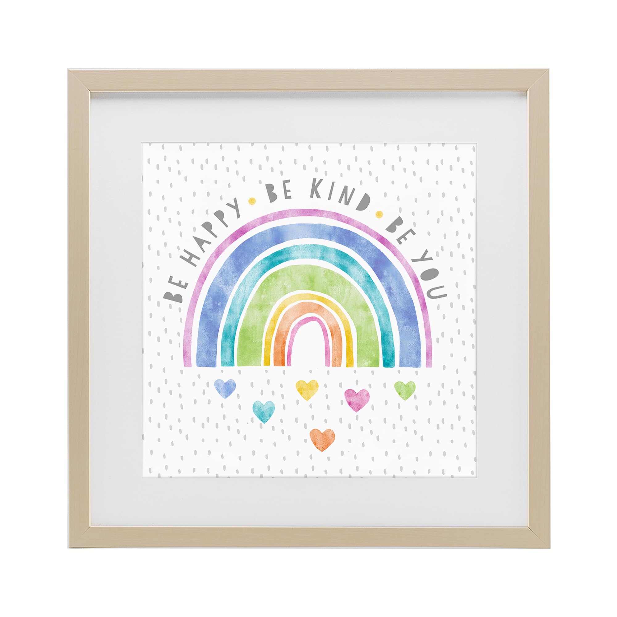 'Be You Hearts & Rainbow'| Framed Print Under Glass