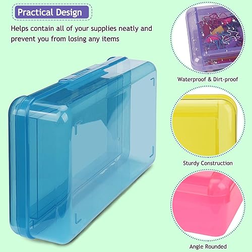 Miniatura 10 de 1 caja de lápices, caja de lápices de doble capa de gran capacidad, estuche rígido con tapa hermética, caja de lápices de plástico para suministros