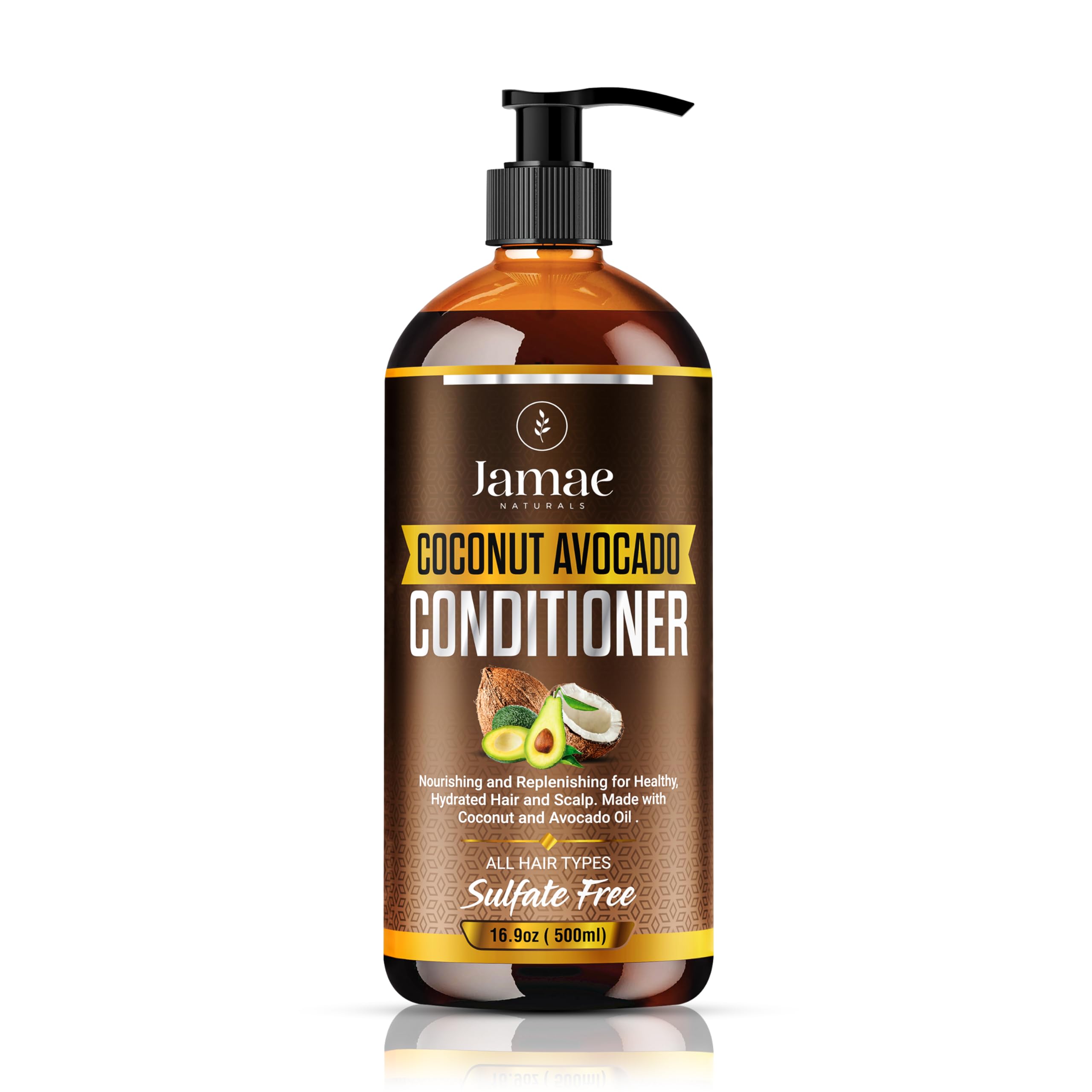 Jamae Naturals Coconut Avocado Conditioner – Sulfate-Free Deep Moisture & Repair for Dry, Frizzy & Color-Treated Hair, with Coconut Oil & Avocado