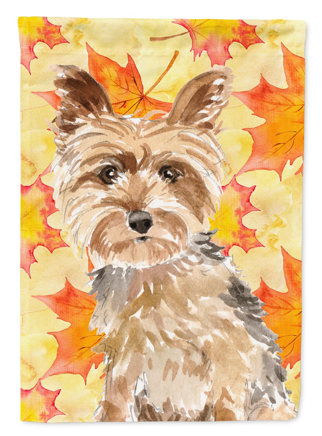 Drapeau de jardin Yorkie et feuilles d'automne de petite taille multicolore