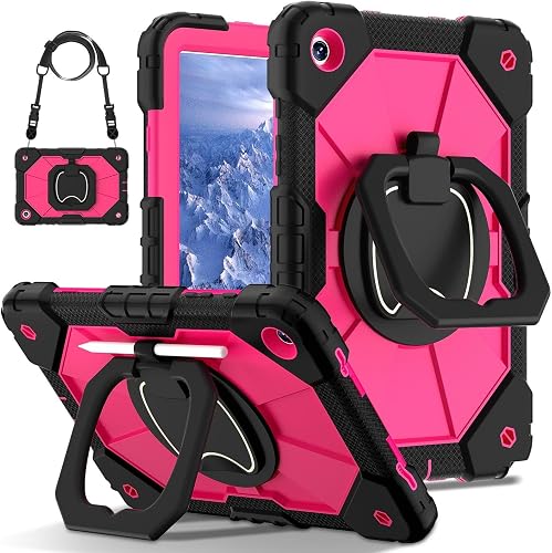 SUPERB. Ergonomic Kickstand Case for Samsung Galaxy Tab A11 Plus / A9 Plus (Black Rose Red)