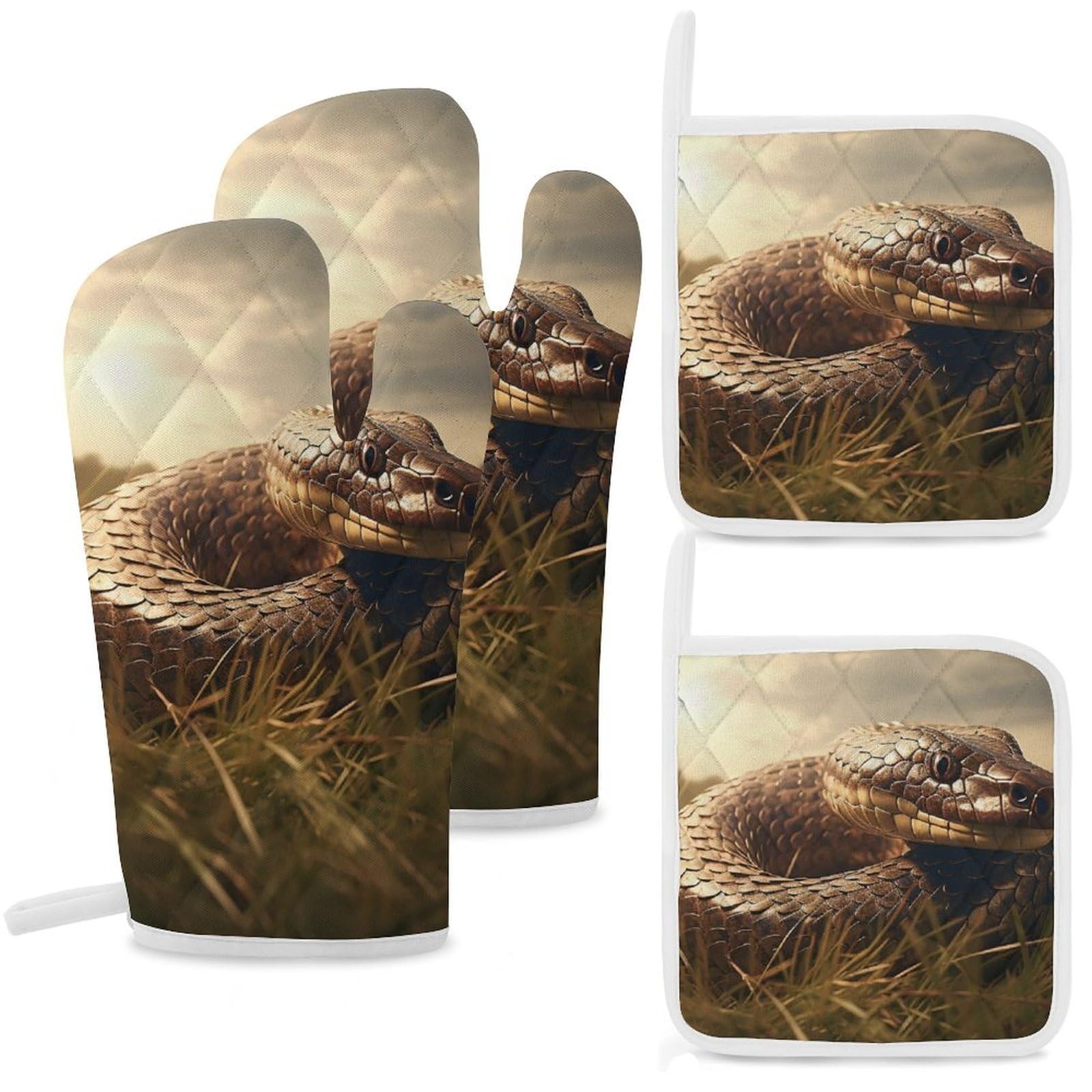 Lot de 4 maniques serpent tapis de four isolants pour cuisson et pâtisserie