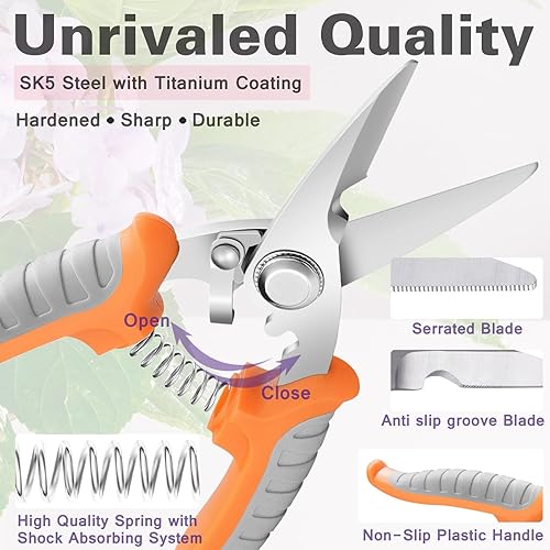 Miniatura 5 de Tijeras de podar, tijeras de jardín, podadora manual de acero inoxidable, tijeras de jardinería, cortador de árboles, tijeras de jardín, tijeras de