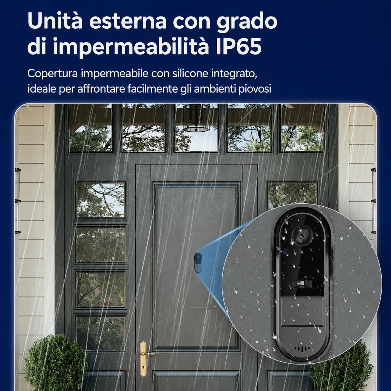 Winnes Videocitofono wireless senza WiFi, campanello con fotocamera e schermo da 4,3", videocitofono 1080P HD, visione notturna, audio bidirezionale, registrazione, grandangolo 170°, IP65