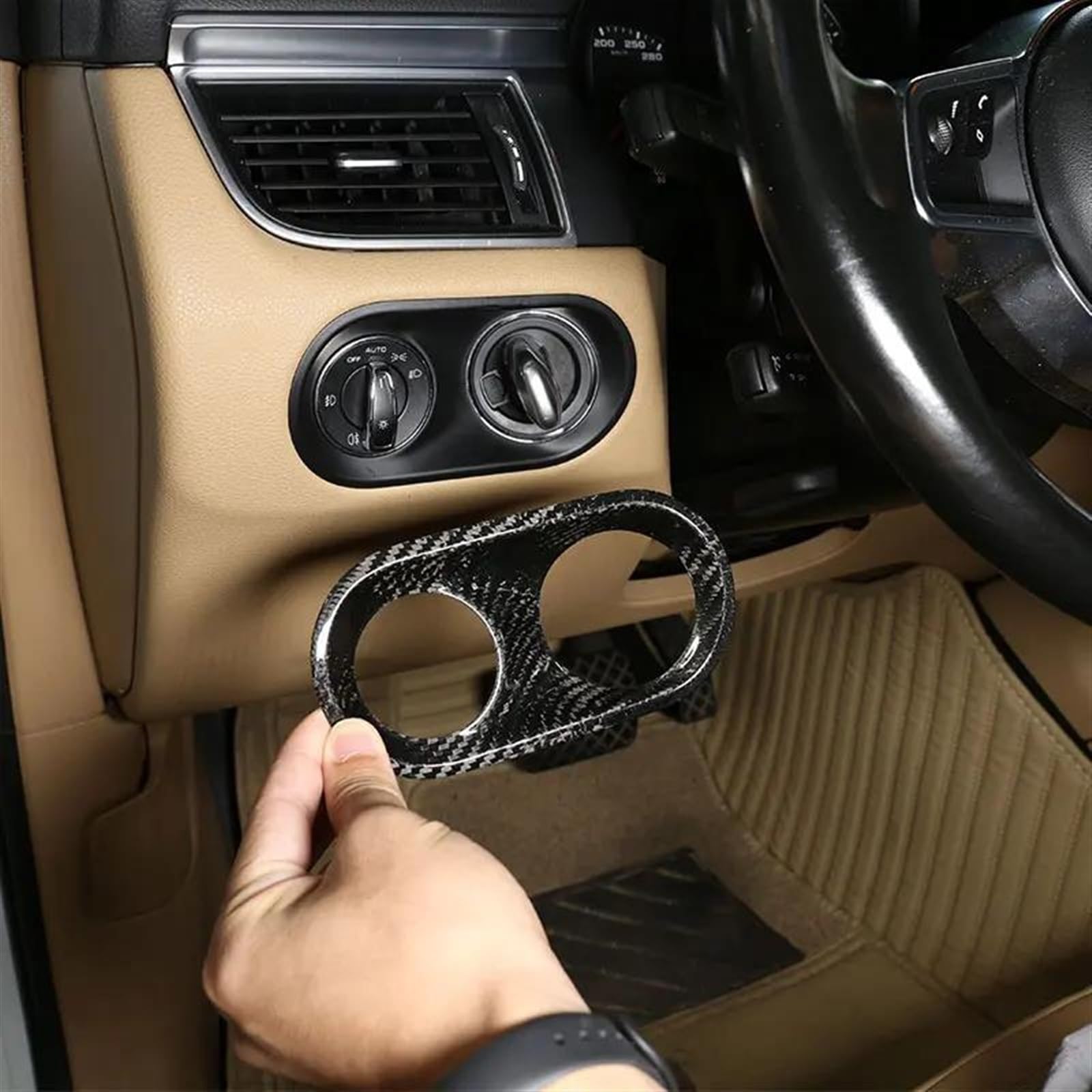 Per Porsche Macan 2014-2023. Pulsante Interruttore Fari Per Auto Copri | Telaio Chiave Adesivo Per Finiture Accessori Auto Accessori Per Auto(Carbon Fiber)