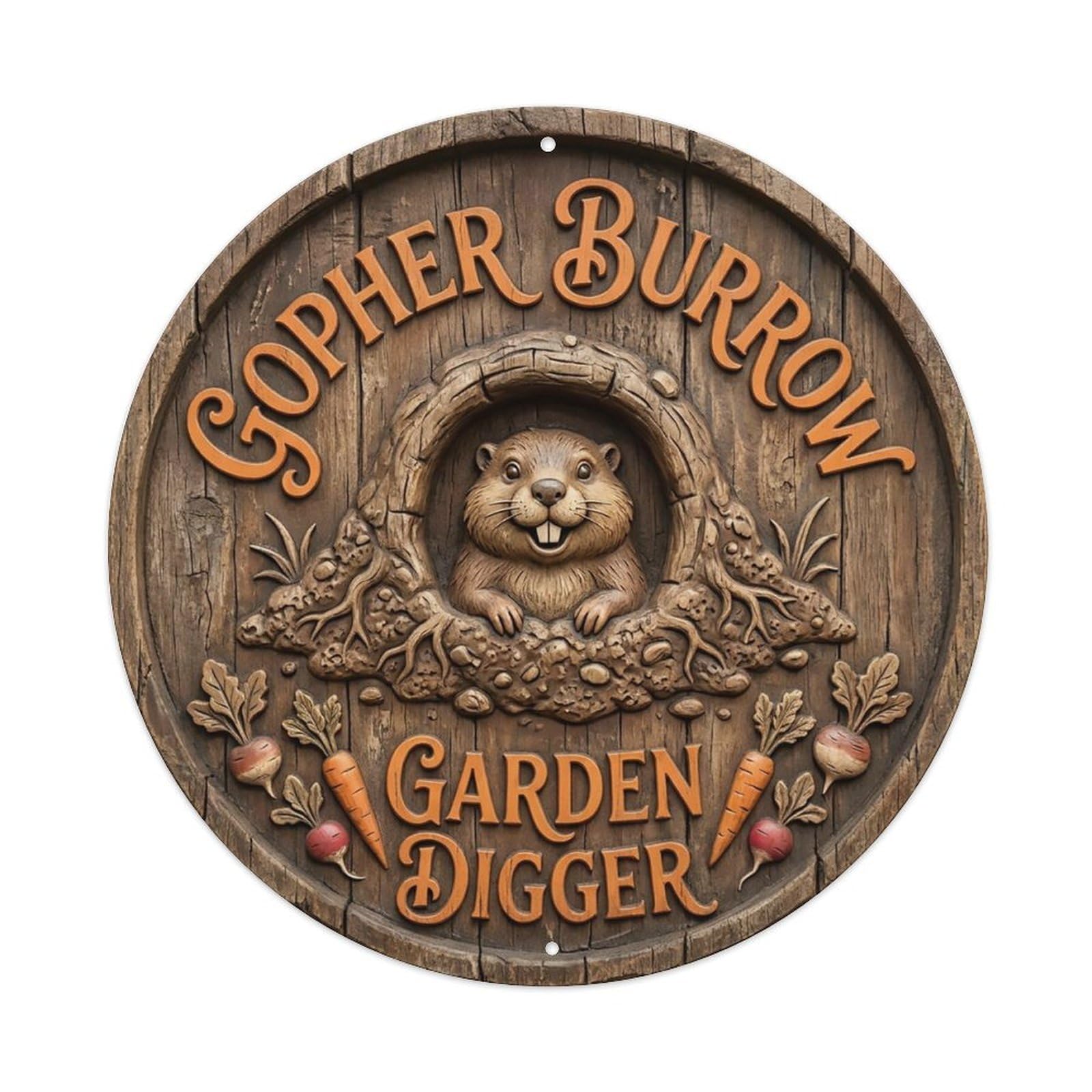 Cxhjca 8X8inch(20X20cm) Gopher Burrow Garden Digger Metal Tin Sign
