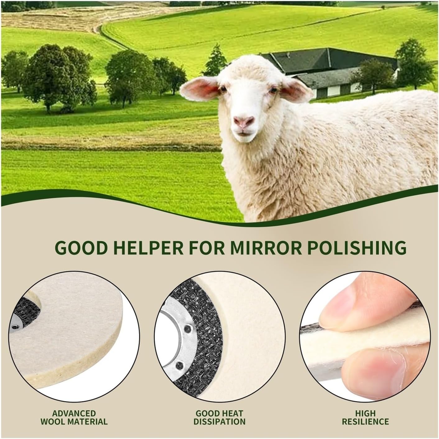Polishing Pads 100/115/125mm Wool Polishing Wheel Buffing Pads Angle Grinder Wheel Felt Polishing Disc for Metal Marble Glass Ceramics(10pcs,115mm)