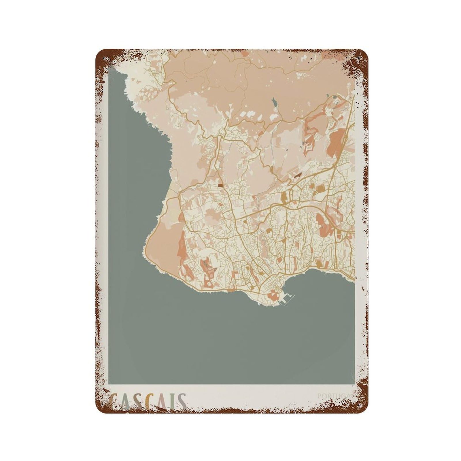 xiaoxiaoshen Cascais Map Portugal Travel Gift Boho (2) Wall Decor Art Metal Tin Poster Modern Home Decor Art Home Bar Shop Decorations Vintage Sign 40x30cm