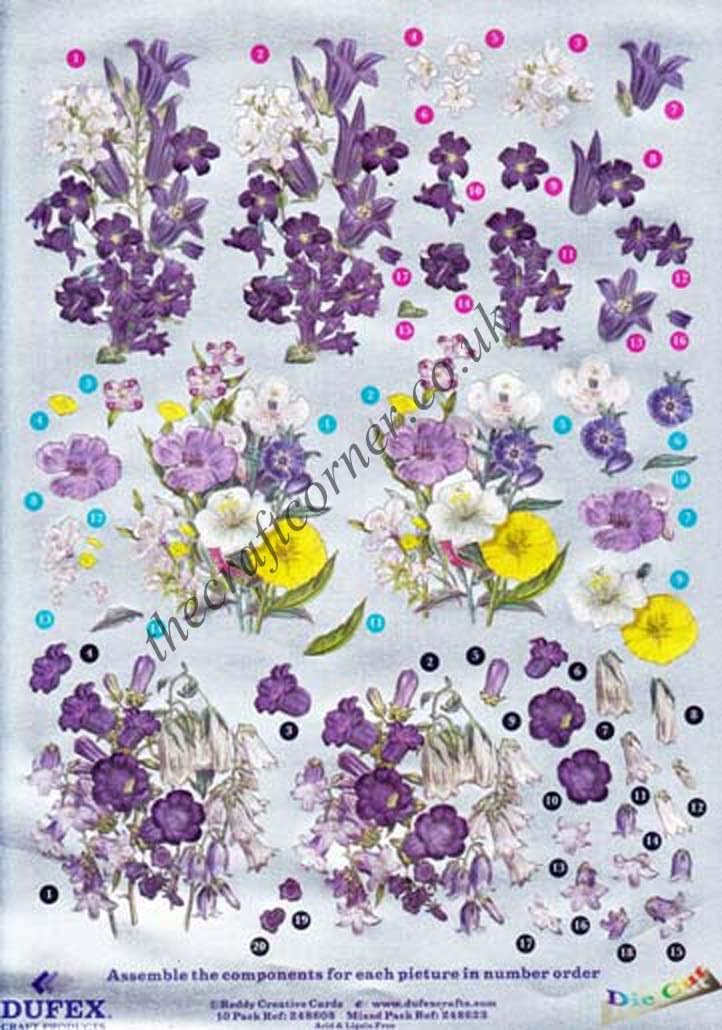 Campanula Flowers Foil 3d Decoupage Die Cut