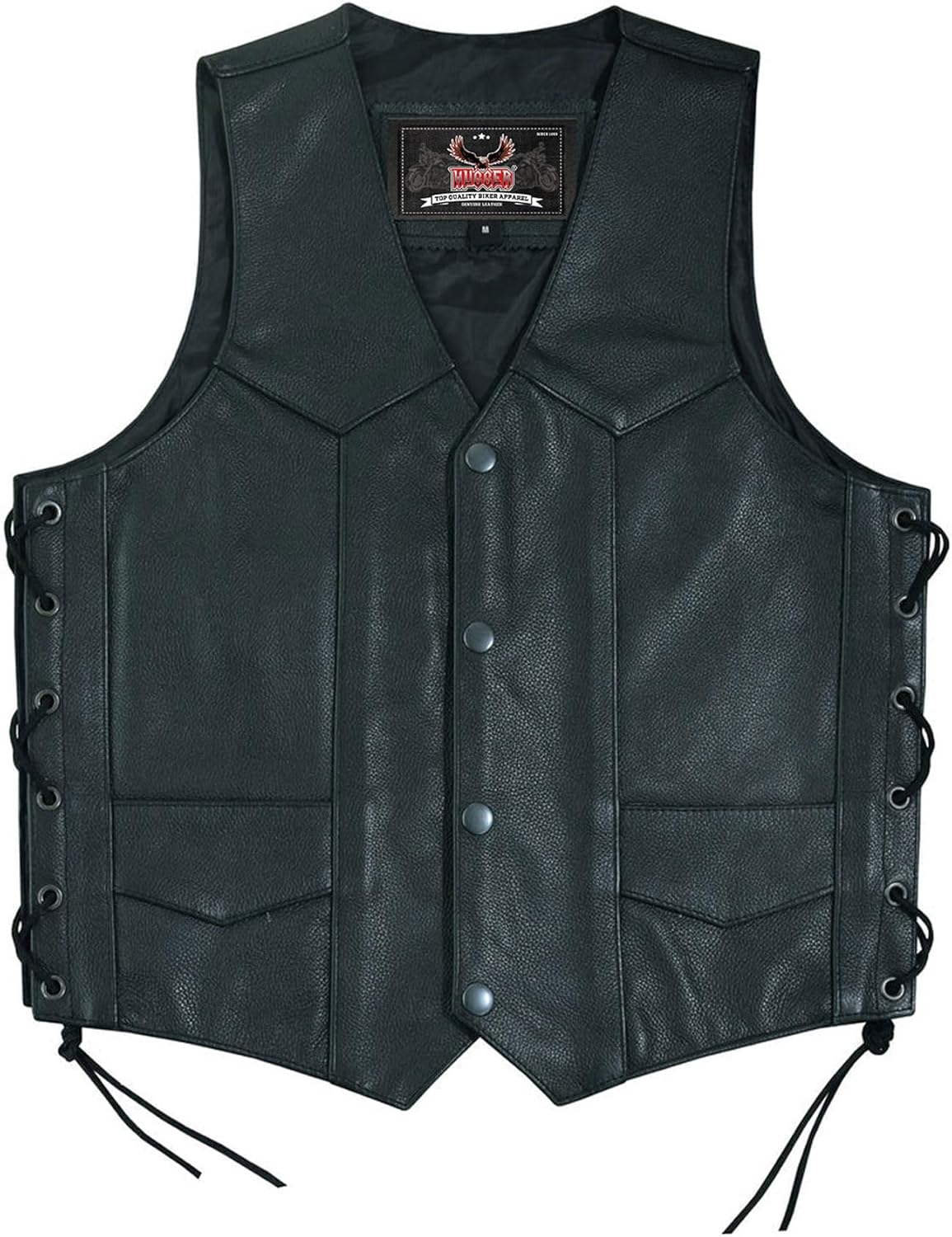 Hugger Kids Leather Vest Fashion Button Sleeveless Toddler's Tops Cute V Neck Jacket Waistcoat Multiple Pockets & Side Laces