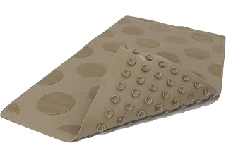 SafeLand- Non-Slip Bath, Shower, Tub Mat, TPR Material, Eco-Friendly, Non-PVC, Machine Washable, No Odor, with Powerful Gripping Suction Cups, Pop Circle (16"x28" Tan)
