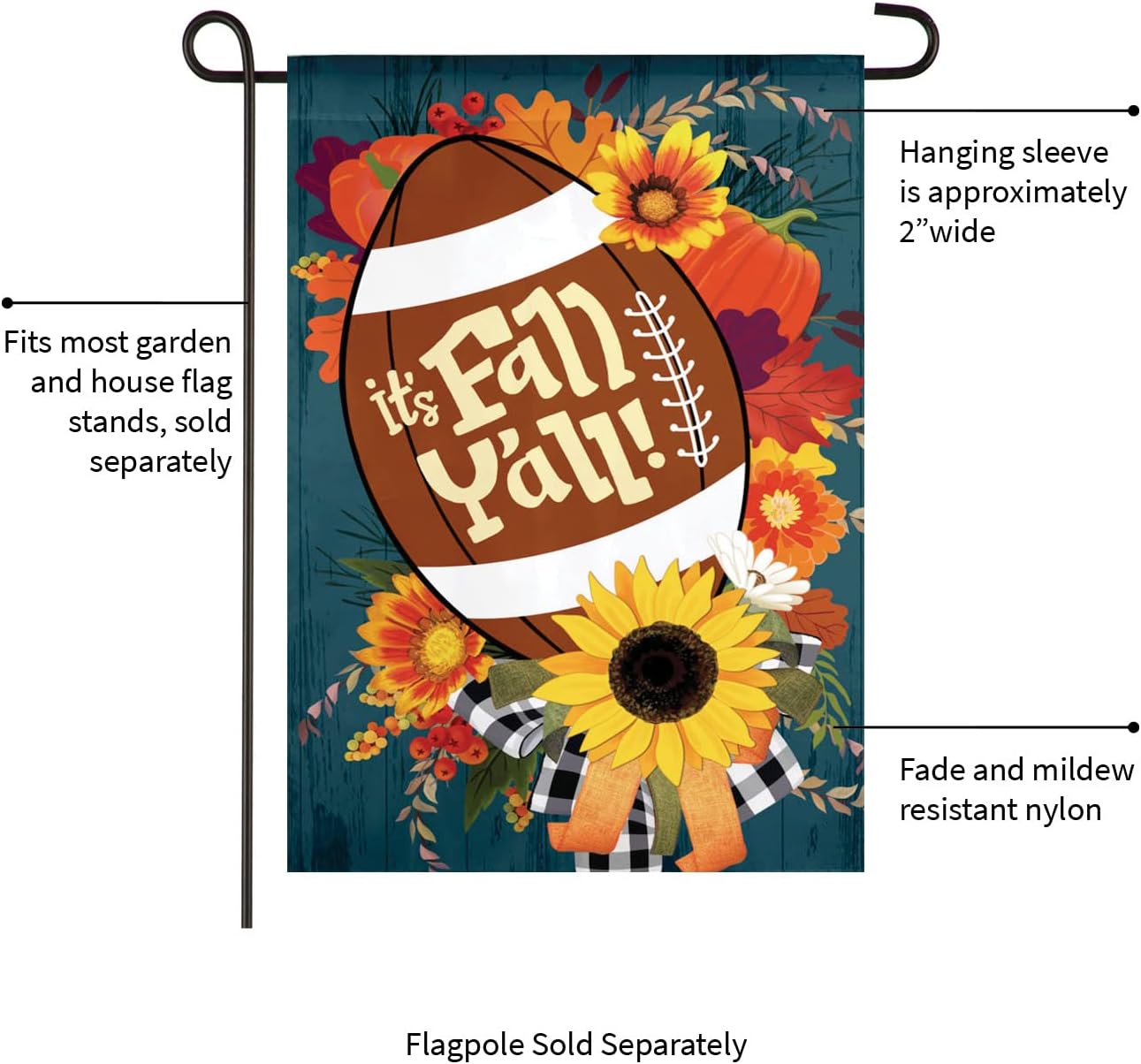 Evergreen Flag Fall Football Garden Burlap Flag