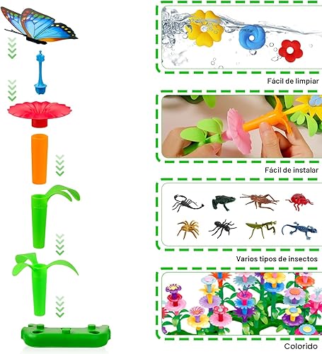 Miniatura 5 de Juguetes de regalo de cumpleaños para niños de 2-6 años, 156 piezas, jardín de flores e insectos, juego educativo de simulación de jardinería