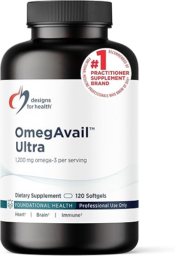 Designs for Health OmegAvail Ultra TG Aceite de pescado 1200 mg - Suplemento de aceite de pescado Omega 3 en forma de triglicérido con DHA/EPA - Sin