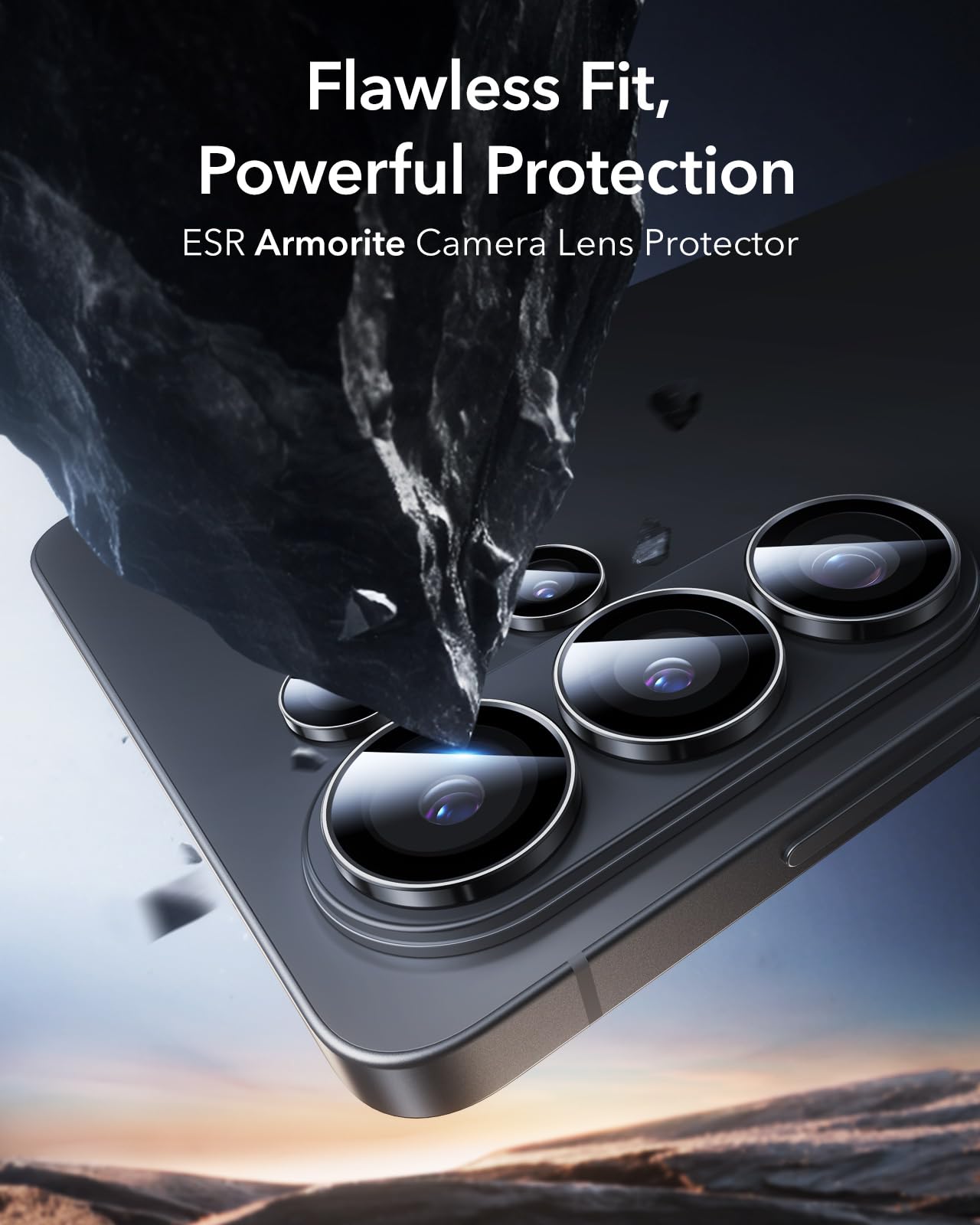 ESR Protezione per l'obiettivo della fotocamera per Samsung Galaxy S26 Ultra, Protezioni individuali in vetro temperato ultra-sottile resistente ai graffi con bordi in alluminio, 1 Set, Nero
