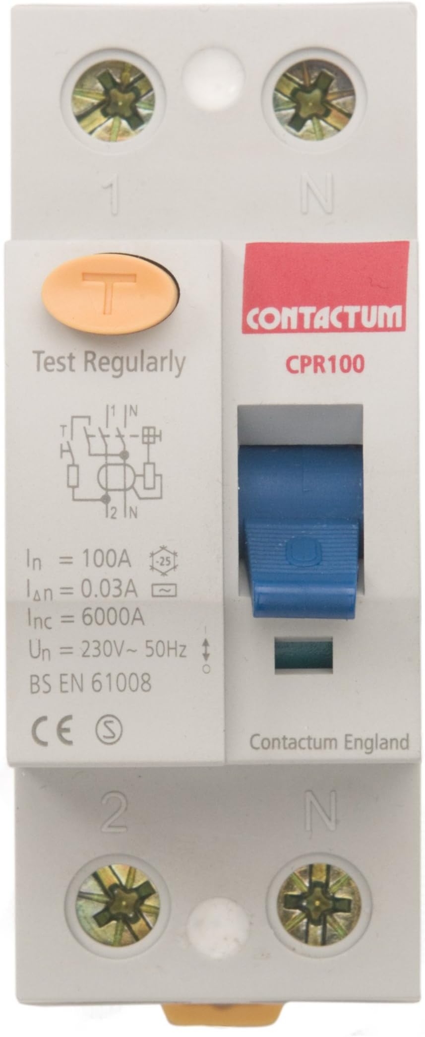 Contactum CPR63 Residual Current Device, 2 Pole, 63A, 30mA