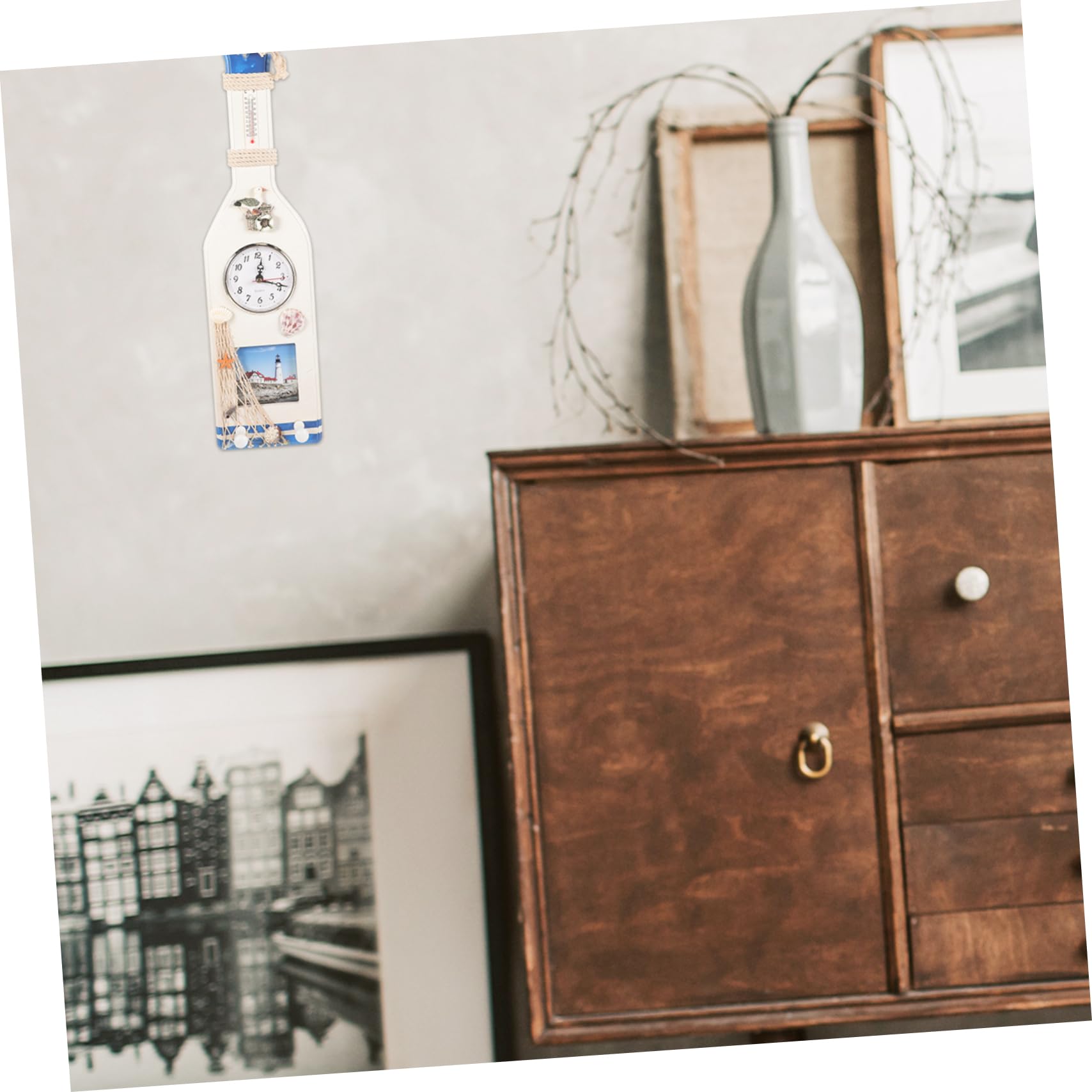 Yardwe Termometro da Muro Decorativo in Legno Stile Nautico Medio | Resina e Legno, Finitura Liscia senza Bave, per Finestra o Occasione a Tema Marino