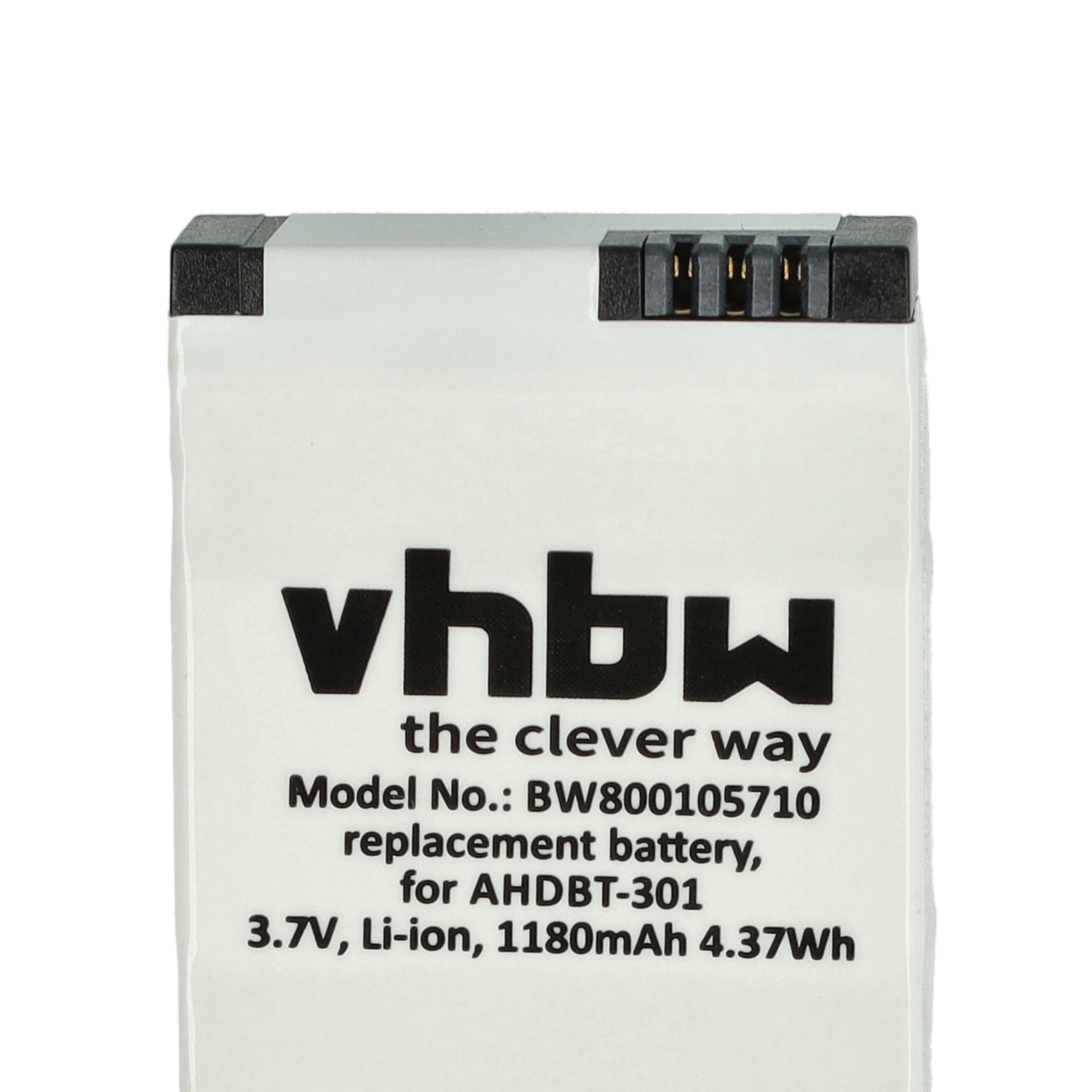 3 x bateria VHbw 1180 mAh (3,7 V) do GoPro Hero 3 III, 3 III CHDHX-301, 3+ III Plus czarny, biały, srebrny, wydanie jako AHDBT-201, AHDBT-301, AHDBT-302