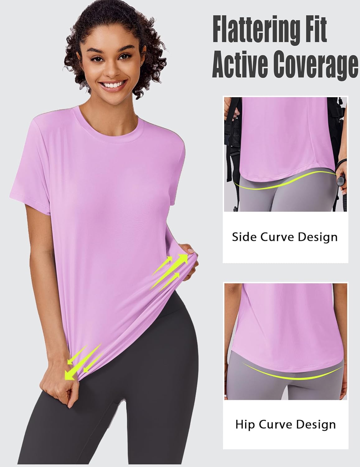 PINSPARK Soft Workout Tops for Women Short Sleeve UV Protection Shirt Quick Dry Athletic Hiking Travel Basic Tee Shirts - Image 5