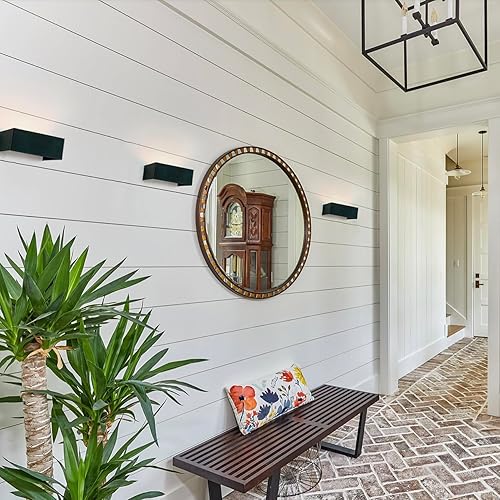 Miniatura 5 de HEQIQEH Juego de 3 apliques RGB de estilo moderno que funcionan con pilas, lámpara LED de pared para interiores arriba y abajo con control remoto,