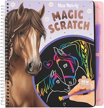 Depesche 13267 Miss Melody Magic Scratch Book with Cool Horse Motifs for Scratching, with Colourful Gradient
