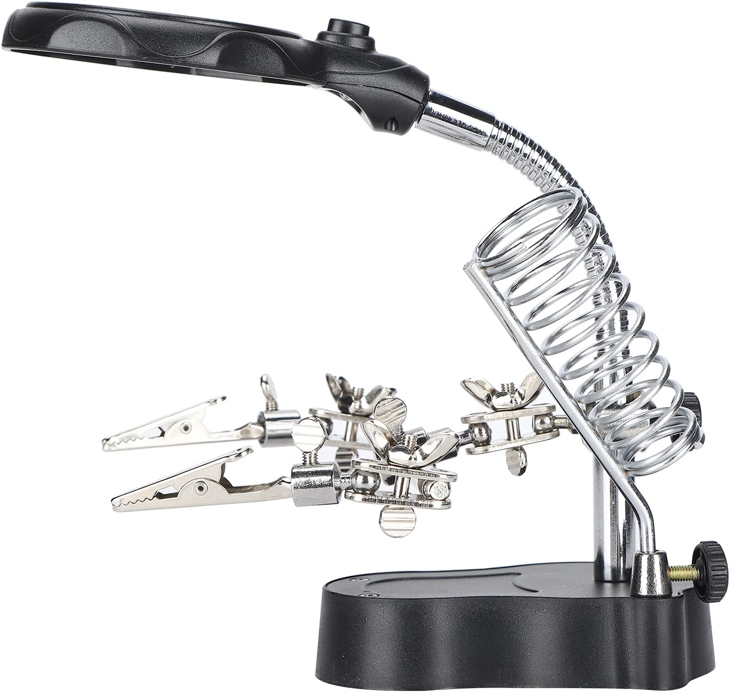 Magnifying Glass with Stand, 2 LED Lights, Adjustable Clamps for Soldering and Crafting