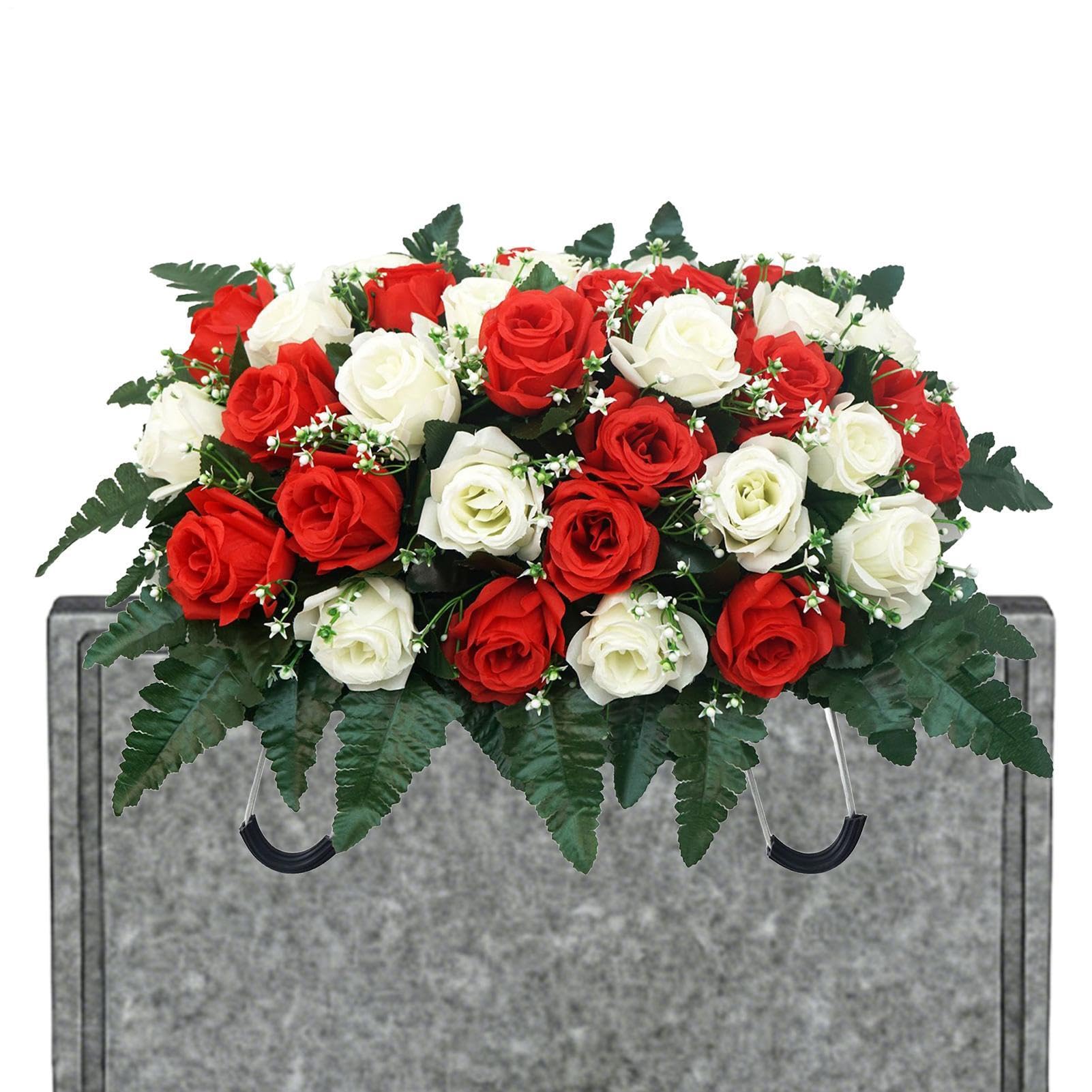 Fleurs artificielles pour extérieur et décoration de tombe fleurie pour la Fête des Mères