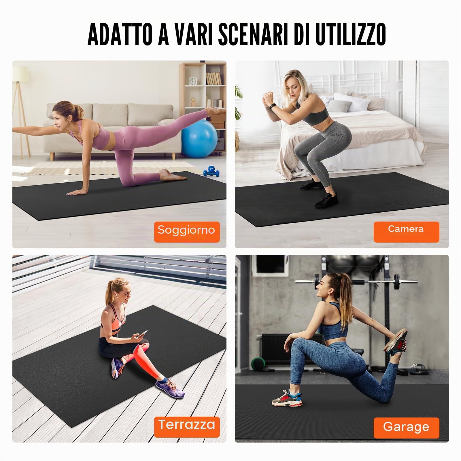 VEVOR Tappetino per Esercizi Yoga Premium ad Alta Densità Antiscivolo Tappetino per Fitness Esercizi con Borsa e Tracolla, per Tutti i Tipi di Yoga a Casa, Pilato e Allenamento a Terra 2440x1530 mm