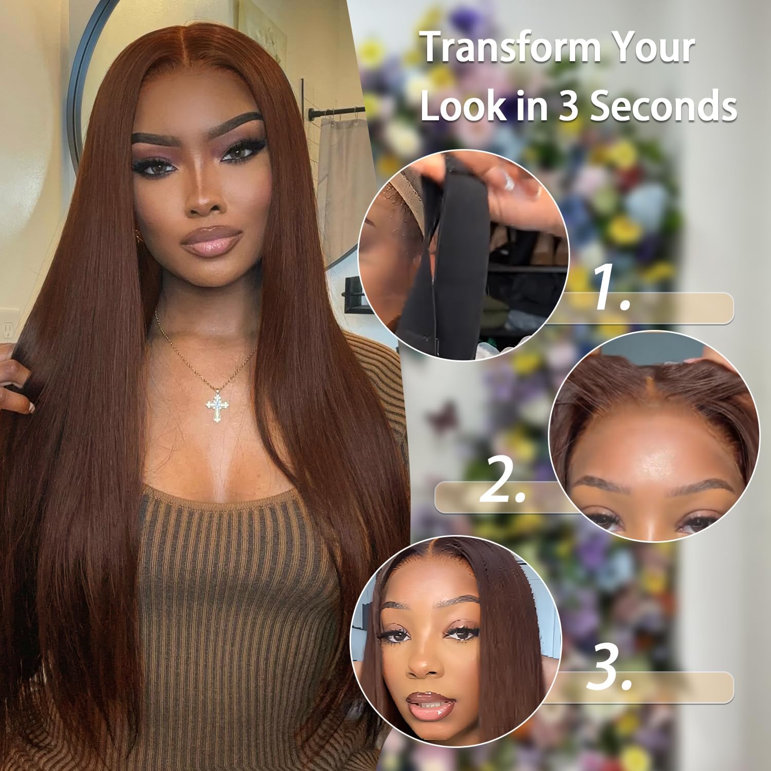 Brown Wear And Go Glueless Wigs Human Hair Pre Plucked Pre Cut 28 Inch 9x6 Chocolate Brown Glueless Wig Human Hair Bleached Knots #4 Dark Brown Lace Closure Wigs 200 Density for Women