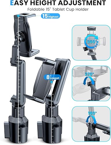 Miniatura 4 de eSamcore Soporte para tablet para automóvil, para iPad con soporte para automóvil con abrazadera grande de 1.57 pulgadas de profundidad, soporte de