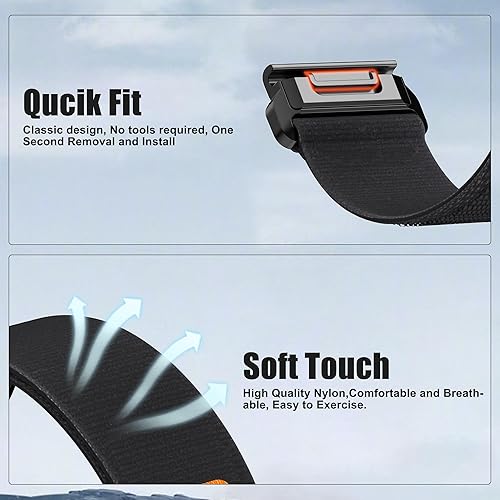 Miniatura 4 de ANCOOL Correas de reloj de nailon Quickfit para Garmin Fenix 7Fenix 6Fenix 5 Band 0.866 in Quickfit Nylon Watch Band Reemplazo para Fenix 7 ProFenix