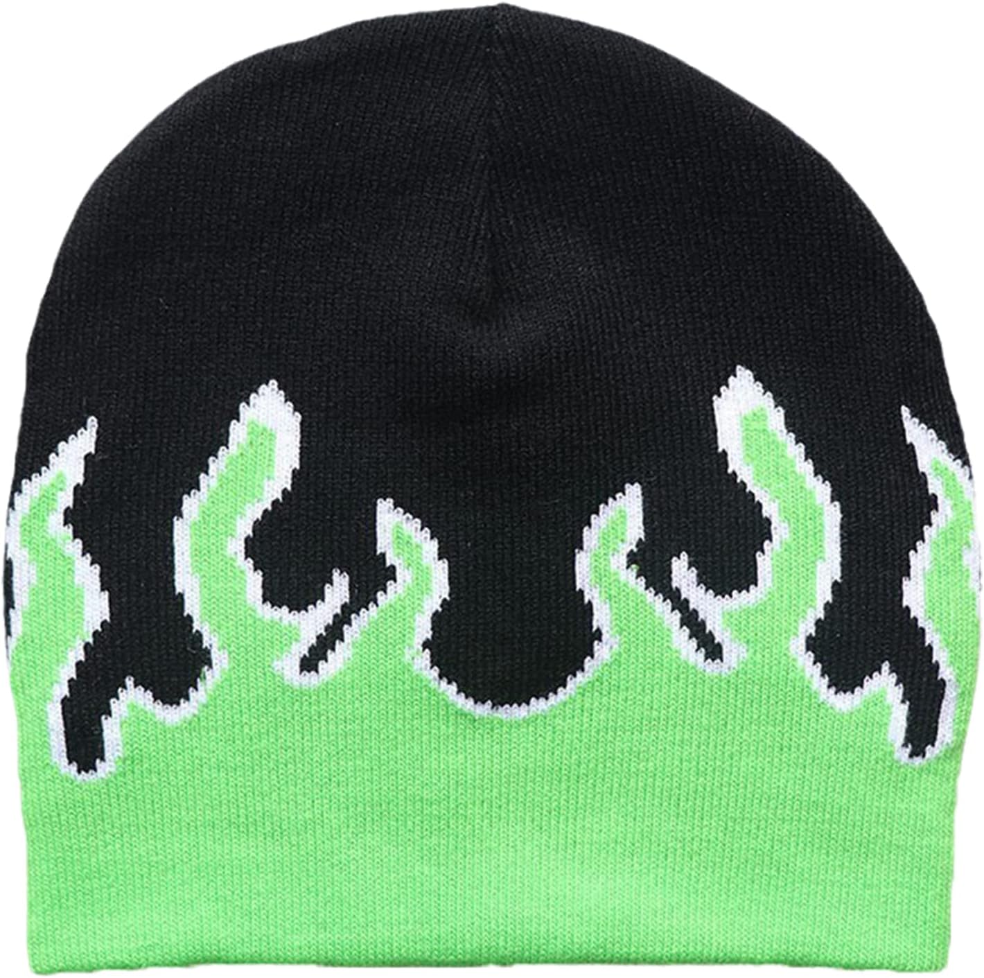 Hat,Halloween Balaclava,Funny Balaclava Hat,Flame Y2K Beanies Fire Flame Knit Hat Skullies Slouchy Flame Skull(Green)
