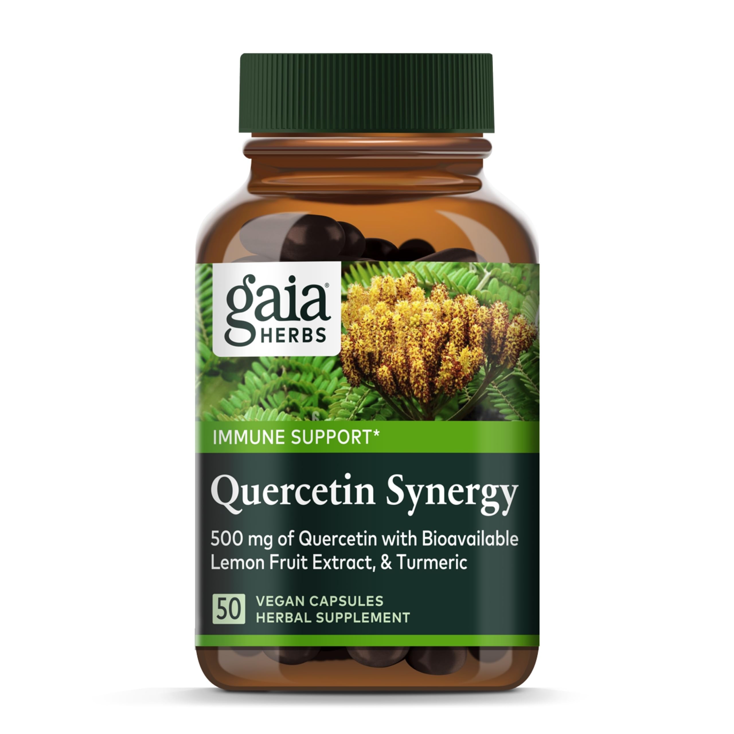 Gaia Herbs Quercetin Synergy - Supports Immunity - with Lemon Fruit Extract - 50 Vegan Capsules (50-Day Supply)