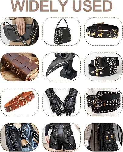 Miniatura 6 de 480 juegos de remaches para cuero, kit de remaches de cuero de 4 colores y 3 tamaños, remache de doble tapa con 4 herramientas de ajuste, adecuado