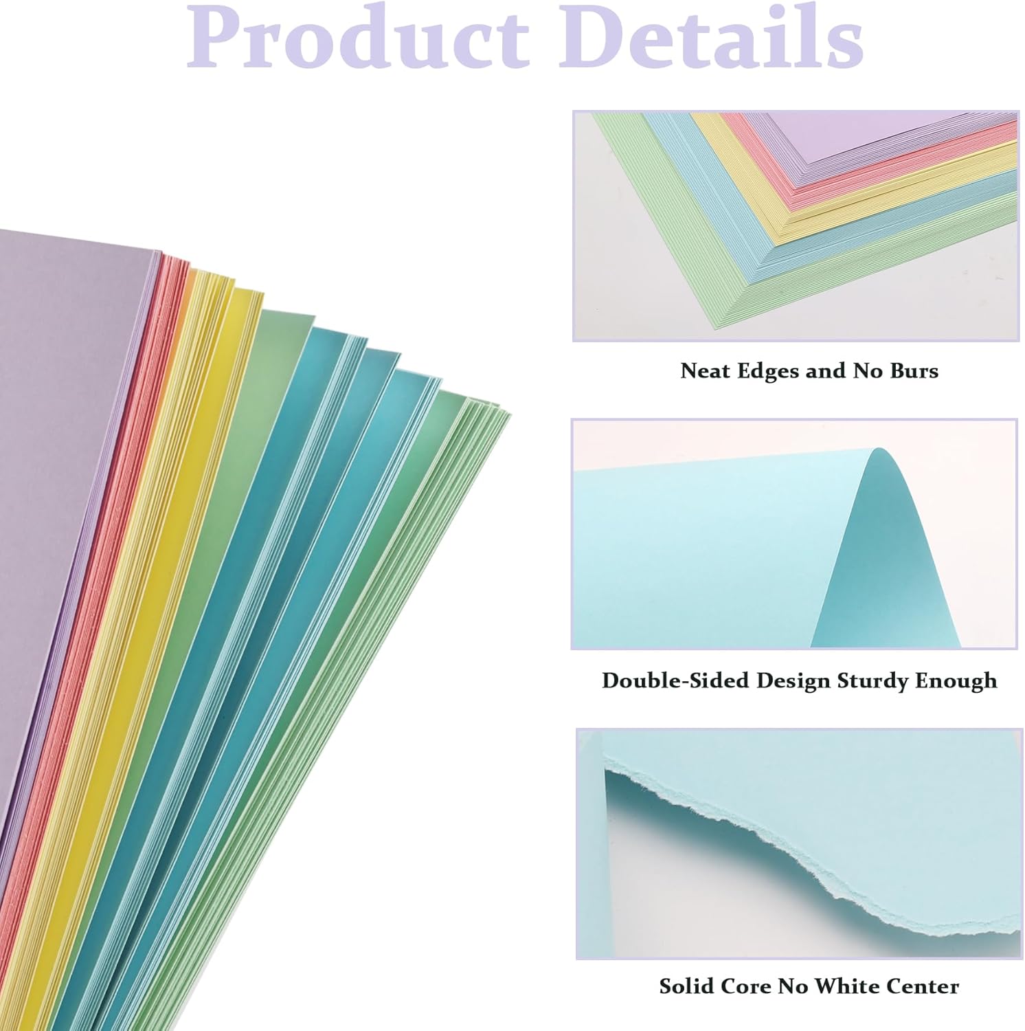 100 Sheets Pastel Cardstock Thick Paper, 5 Colors Assorted Colored Card Stock Paper 92lb/250gsm for DIY Crafting Scrapbook Decoration Card Craft，8.3 x 11.7 Inch