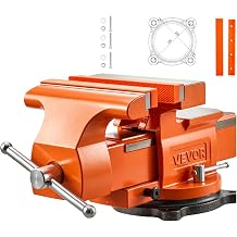 VEVOR Heavy Duty Bench Vise, 8" Jaw Width, Multi-Purpose Ductile Iron Bench Vise with Anvil and 360-Degree Locking Swivel Base, 2.95" Throat Depth, 8" Max Jaw Opening, for Drilling, Pipe Cutting