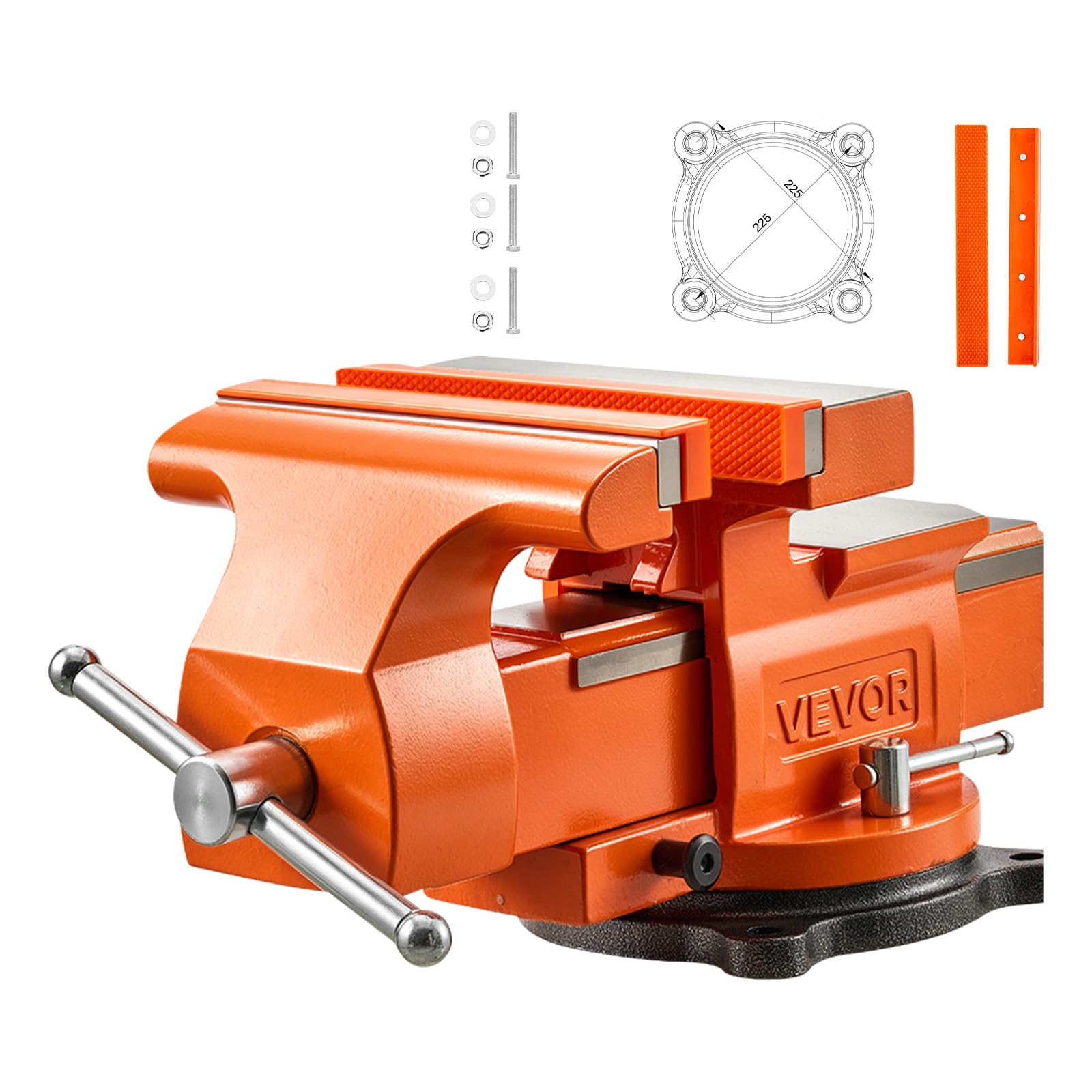 VEVOR Morsa da Banco per Falegnami Larghezza Ganasce 203 mm Girevole a 360° | Per Lavorazione del Legno Foratura Taglio Tubi con Incudine, Ghisa Sferoidale, Profondità di Gola 71mm Apertura Ganasce 155mm