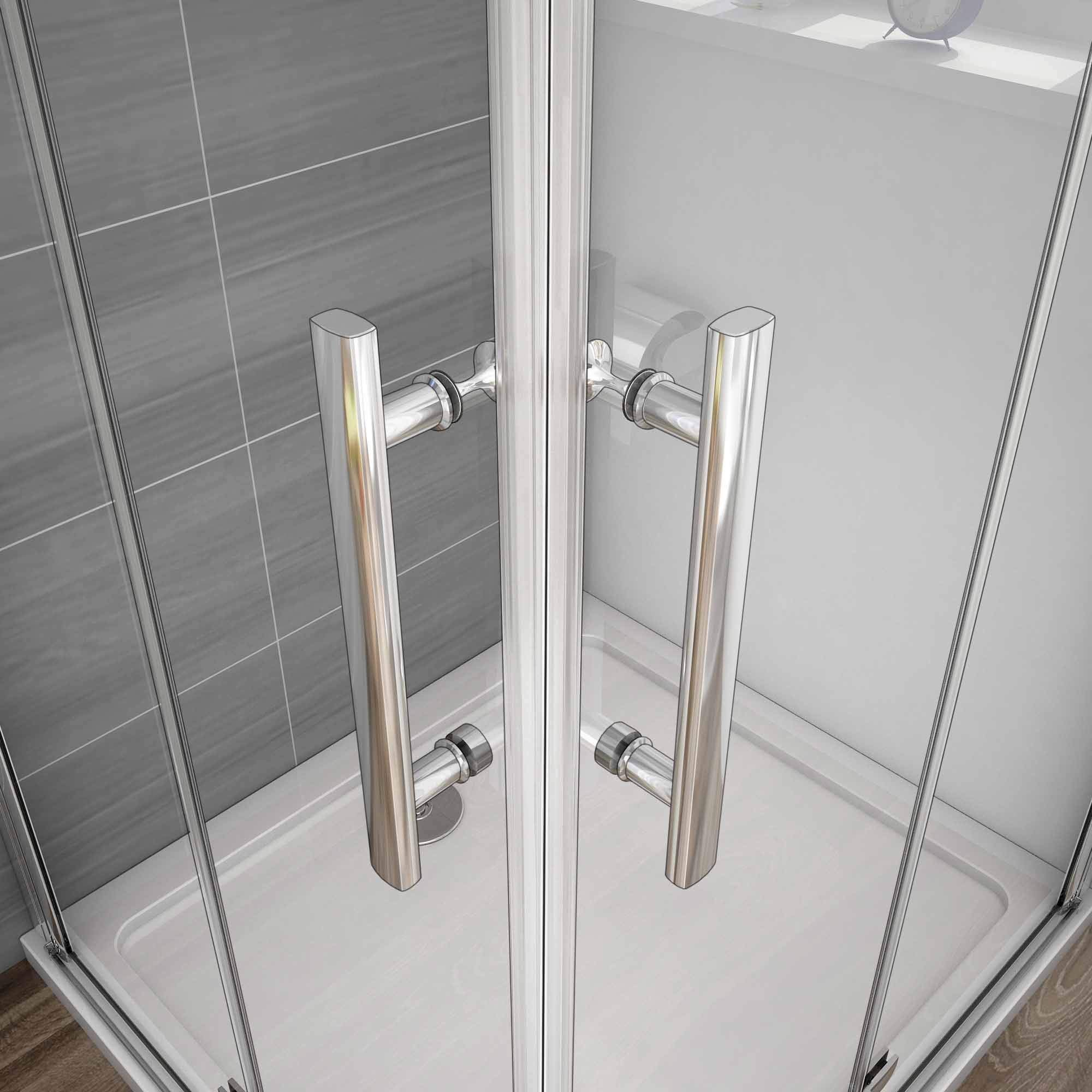 Box Doccia Angolare 185cm 2 Ante Porte 80x80cm Pieghevoli Vetro 6mm Cromo