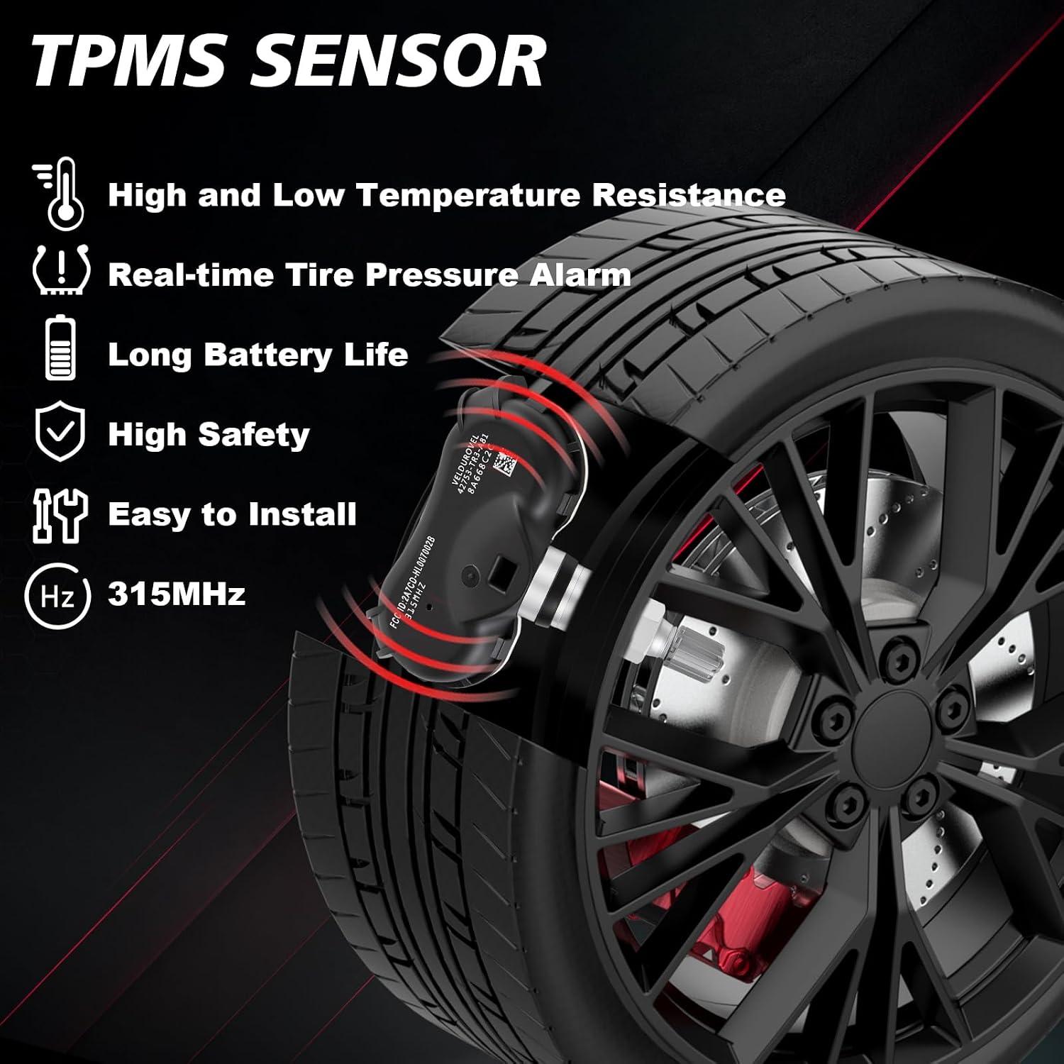 315MHz Tire Pressure Monitoring Sensor Pre-Programmed 4PCS TPMS