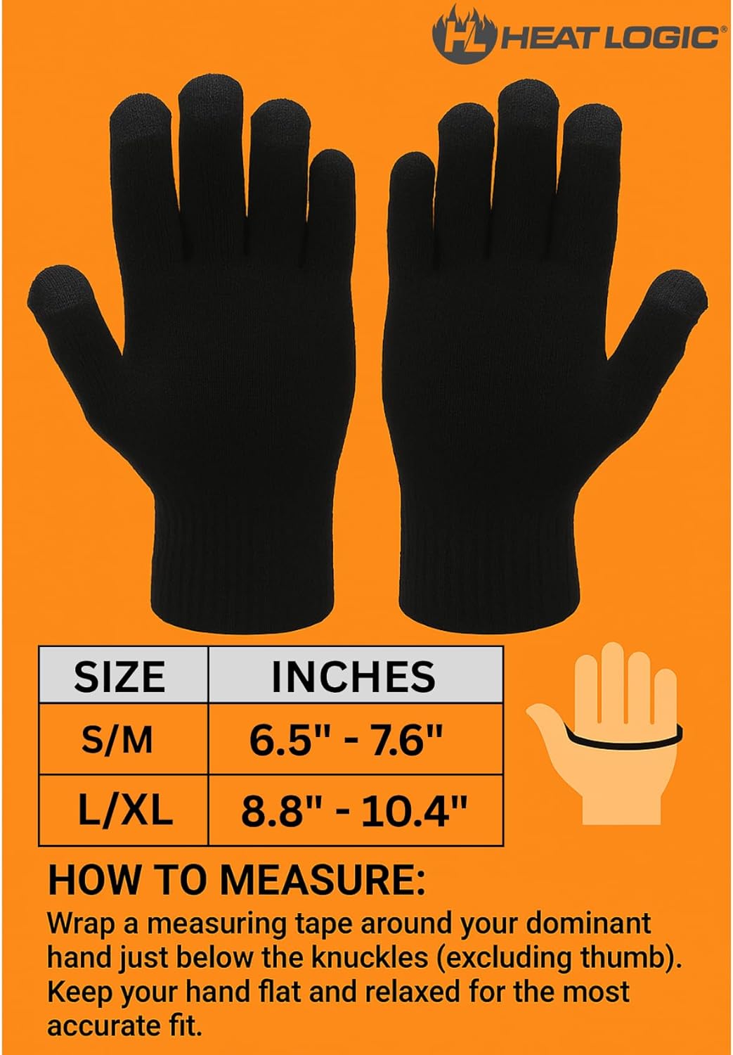 Heat Logic Unisex Thermal Knitted Winter Gloves, Touchscreen Compatible Cold Weather Warm Gloves for Men & Women, Pack of 2 - Image 5