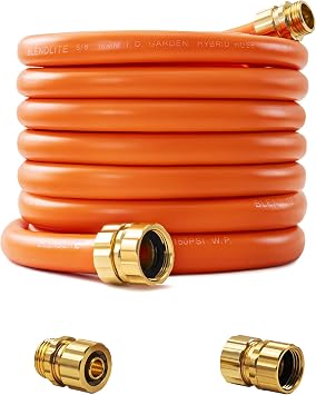 Garden Hose 50ft x 5/8", Custom Length,40F to 150F, All-weather, NO Kink, Flexible, 600 Burst PSI, Leakproof Water Hose with Additional Customizable Solid GHT Fittings