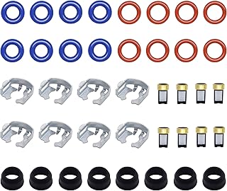 JA&MIU 40PCS Fuel Injector Repair Seal Kit Gasket Rebuild Kit Compatible with 99-07 GM Chevy Silverado 1500 GMC Sierra FJ887 4.8L 5.3L 6.0L, Replaces 17113553 25317628 12580681 (8 Set)