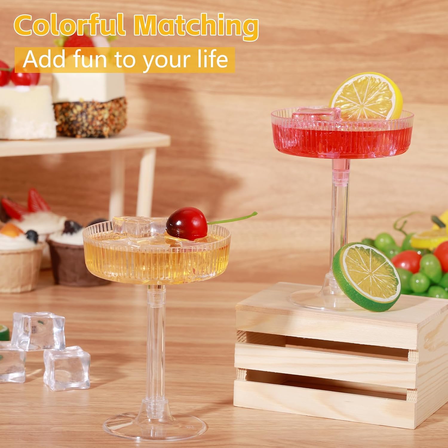 24 Pcs Ribbed Martini Glasses 4.7oz Clear Plastic Coupe Glasses Disposable Vintage Cocktail Dessert Parfait Cups Unbreakable Glassware for Wedding Birthday Party Supplies